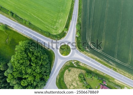 Similar – Image, Stock Photo Road infrastructure with roundabout in rural area