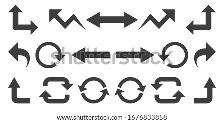 Set of vector arrows and pointers on a white background.