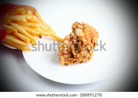 Fried chicken and French fried represent the fast food concept related idea.