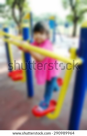 Blurry focus scene of child and outdoor activity represent the people activity concept related idea.