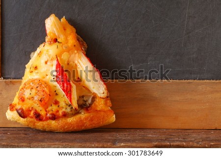 Seafood pizza represent the food background concept related idea.