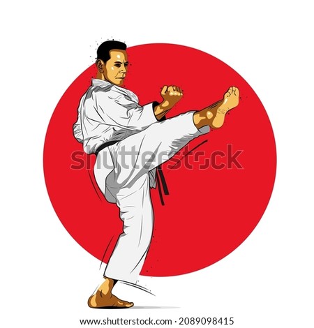 Karate is a martial art originating from Japan. vector illustrator