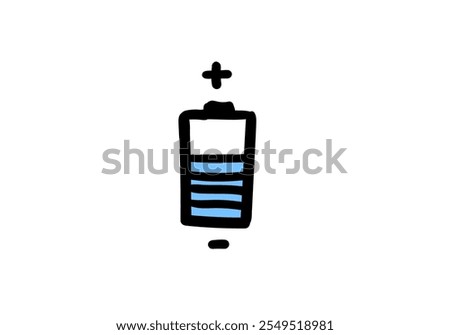 A children's illustration of a battery with positive and negative terminals.

