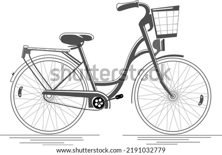 
Bicycle Outline Stock Illustration - Basket, Bicycle, Bicycle Basket- Black and white vector