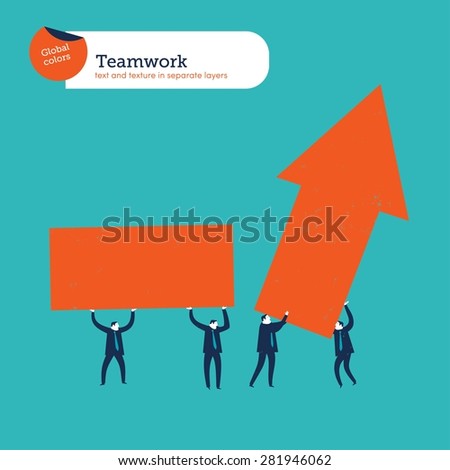 Group of businesspeople carrying an arrow. Vector illustration Eps10 file. Global colors. Text and Texture in separate layers.