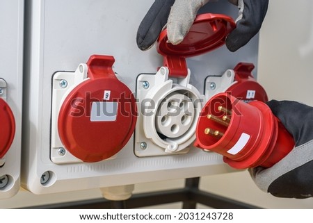 Similar – Image, Stock Photo Industrial sockets on distribution board