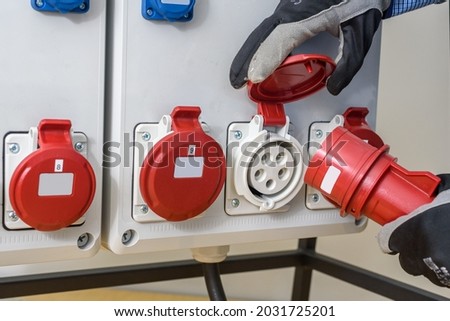 Similar – Image, Stock Photo Industrial sockets on distribution board