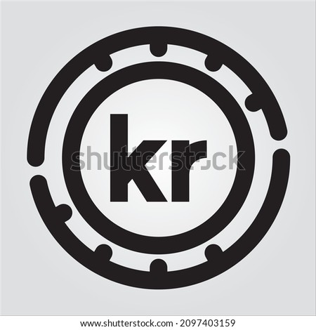 Isolated Outline Currency Krone Scalable Vector Graphic