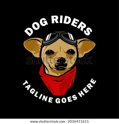 Dog Riders with bandana and glasses vector inspiration, Design element for logo, poster, card, banner, emblem, t shirt. Vector illustration