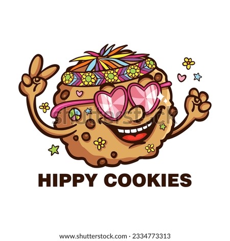 Hippie cookies with bandana and glasses logo design inspiration, Design element for logo, poster, card, banner, emblem, t shirt. Vector illustration