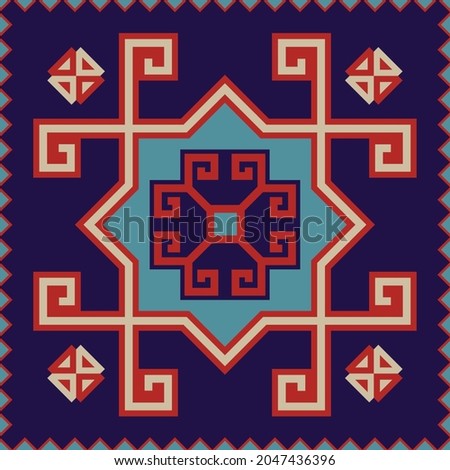 Azerbaijan carpet original design, tribal vector texture.