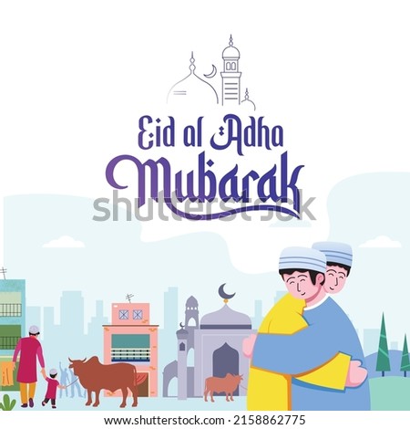 Eid Mubarak. Eid ul-Fitr, Eid ul-Adha. Religious holiday. Creative idea and Concept Design. Eid al-Adha