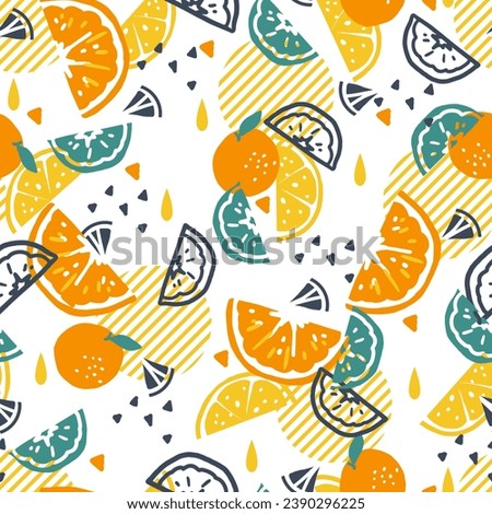 Tropical Refreshing Juicy Citrus Zest Vector Pattern can be use for background and design