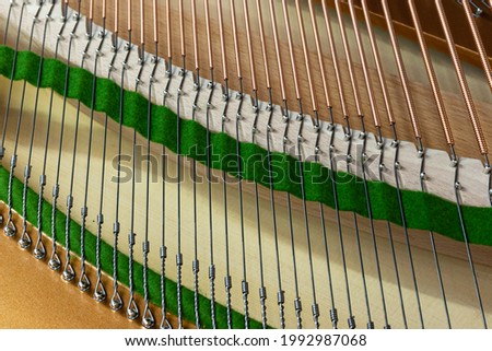 Image, Stock Photo Strings, tuning pegs, soundpost and frame of a grand piano