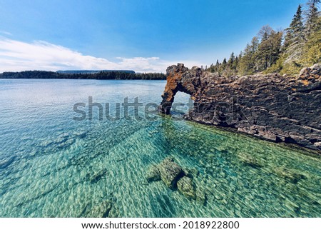 A rock formation called the Sea Lion, Sleeping Giant Provincial Park near Thunder Bay Ontario on Lake Superior Foto d'archivio © 