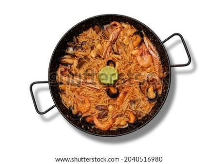 Similar – Image, Stock Photo Pan with tasty fideua dish on table