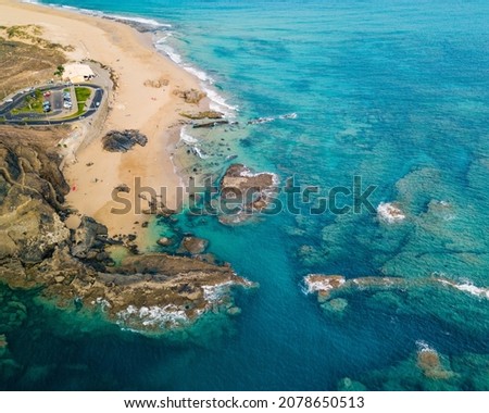 A scenic aerial shot of the Porto Santo in Portugal with the sea and the beach views Stock foto © 
