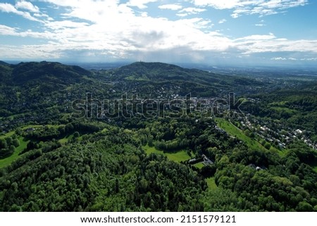 An aerial view of the Black Forest of Baden Baden and Mount Merkur in Germany Stock foto © 