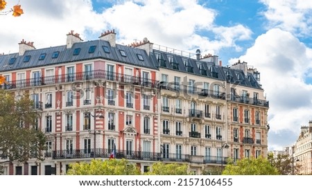 Paris, beautiful buildings, boulevard Voltaire in the 11e district Сток-фото © 