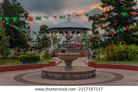 A closeup shot of the beautiful fountain and Kiosko of Tuxpan, Jalisco, Mexico Foto stock © 