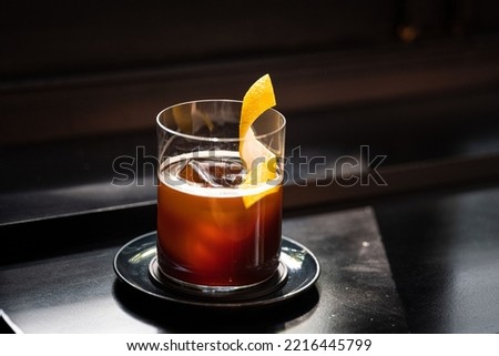 Similar – Image, Stock Photo Boulevardier cocktail in glass on wooden table