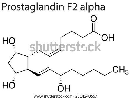 A Chemical formula structure of prostaglandin F2 alpha on white background