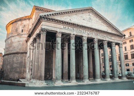 Similar – Image, Stock Photo The Pantheon and the fountain in Piazza della Rotonda in Rome seen from Via del Pantheon.