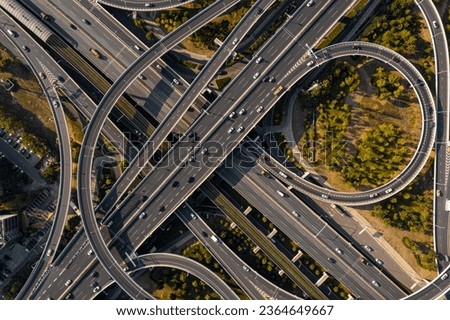 Similar – Image, Stock Photo Urban road junction in suburb area