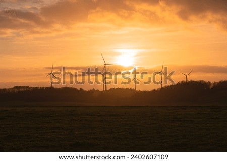 Similar – Image, Stock Photo View on several windmills, wind generators, turbines, producing renewable clean energy by converting kinetic energy