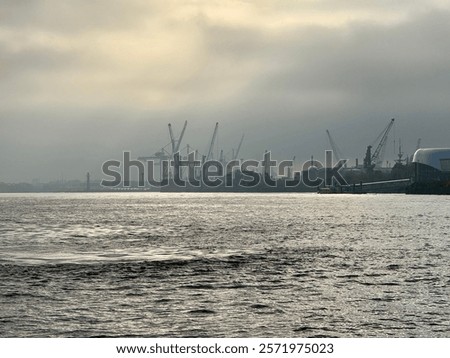 Similar – Image, Stock Photo Cloudy sky over calm lake and mountains