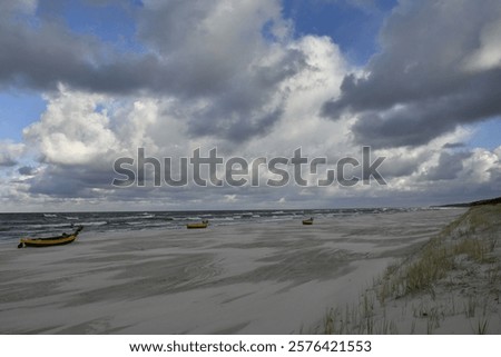 Similar – Image, Stock Photo deserted sandy beach with surveillance tower