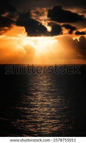 Similar – Image, Stock Photo Sunset sky over coastal city and sea