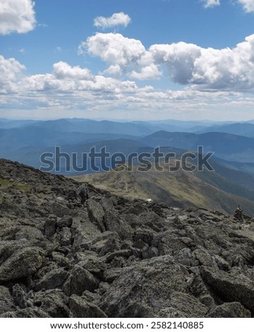 Similar – Image, Stock Photo Landscape with lonely hiker