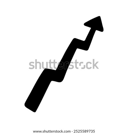 Angular arrow in lightning shape doodle. Hand drawn element for navigation and presentations.