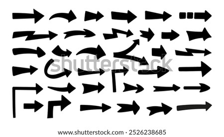 Line right arrow doodle silhouette, zigzags, fork, turn. Hand drawn element for infographic