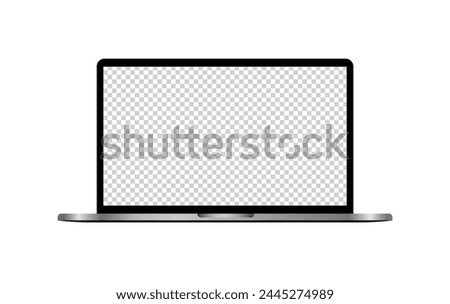 Modern laptop mockup front view, isolated on white background. Vector illustration