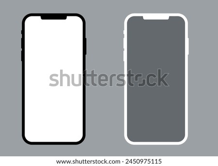 Phone set blank screen smartphone mockup with blank white screen in realistic, clay, flat vector, line style. mobile phone mockup front view. Editable vector illustration