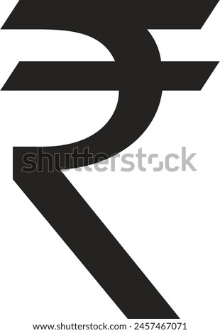 Rupee symbol icon in regular weight. Indian currency symbol isolated on white background with black shape. Rupee currency symbol. Line art of Indian rupee currency symbol. Vector illustration.