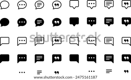 Chat icon symbol vector. Set of Chat Bubble Line and fill Icons. Message icons, dialogue, comment chatting quote paragraph. Social network chatting window – editable eps vector collection