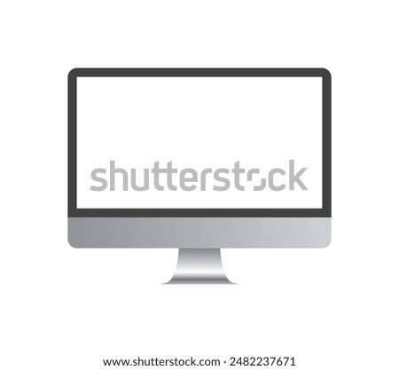 Desktop pc vector mock up. monitor display with blank screen isolated on background. Realistic computer monitor isolated on transparent background. Vector iMac mockup illustration Device