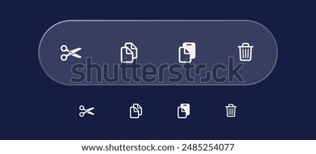 Set of Simple Flat Copy, cut, delete and Paste Icons Illustration Design, Copy Paste Symbol Collection with Outlined Style Template Vector.