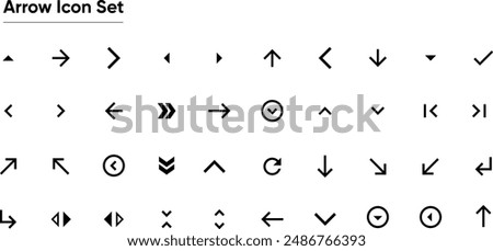 Set of new style black vector arrows isolated on white. Arrow vector icon set. Arrows vector illustration collection