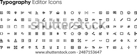 Typography Editor Icons set. Graphic design editable outline icon isolated on white background flat vector illustration