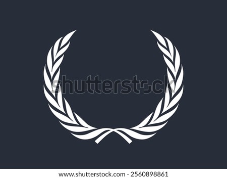 A laurel wreath - symbol of victory and achievement. Design element for construction of medals, awards, coat of arms or anniversary logo. silhouette Icon