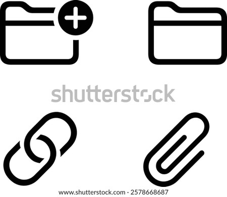 Paperclip file icons on white background. Vector illustration. Folder, Attachment, add folder icon