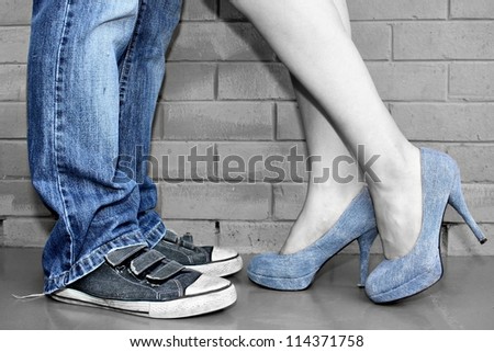 Legs and shoes of a man and woman - retro style