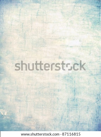 Grunge vintage textured abstract background frame for scrap-booking, invitation or computer web wallpaper. Blue green tan sepia brown and yellow distressed surface paint splatters.