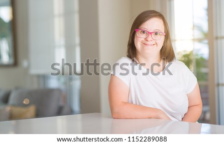 Similar – Image, Stock Photo Disabled young woman in kitchen with cat on her lap