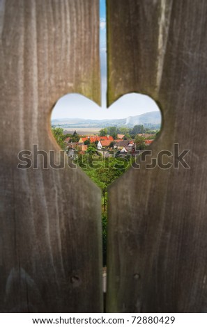 Similar – Image, Stock Photo Wooden door with heart shape hole. Wood plank background