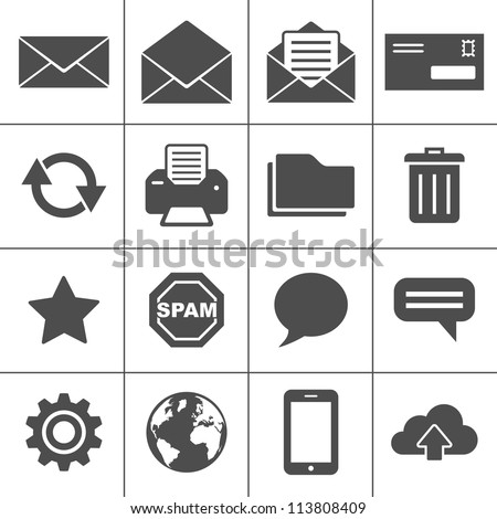 Email Icons. Simplus series. Each icon is a single object (compound path)